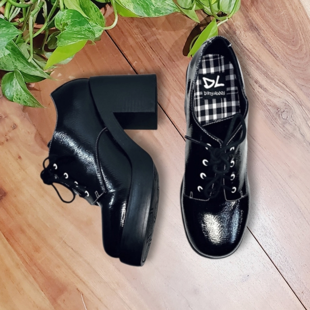 Dirty Laundry Platform Black Patent Gatsby Derby Oxfords Dark Academia